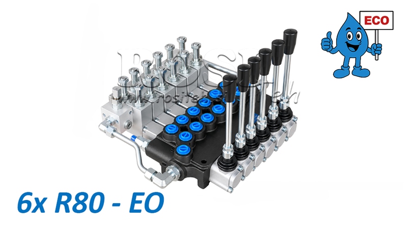 HYDRAULISK ELEKTRO-MANUELL VENTIL (UTAN SPOLAR) – 6-SEKTIONS RIKTNINGSVENTIL 6xR80-EO ECO