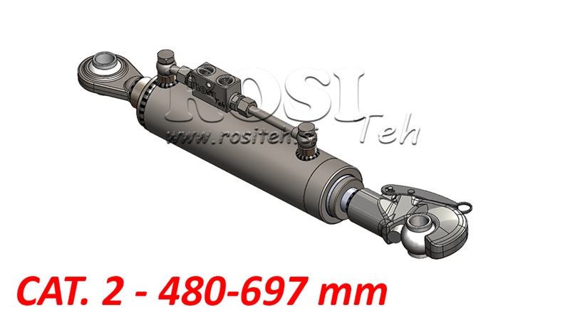 TELESKOPISK HYDRAULISK TOPPSTÅNG - AUTOMATISK - CAT. 2 (45-95 HP) - 480-697 mm (25,4 mm)