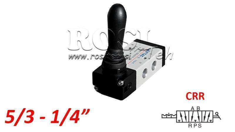 PNEUMATIKUS KÉZI SZELEP 5/3 1/4 PRT-0853-CRR KÉZI VISSZATÉRÉS