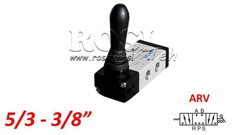 PNEUMATISK HANDVENTIL 5/3 3/8 PRT-0852-ARV RETUR MED FJÄDER