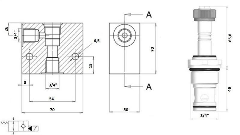 2-VÄGS VENTIL 3/4 (NEJ) 12V - 150lit - diagram