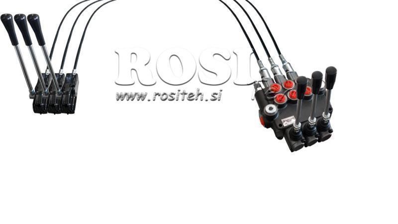 JOYSTICK DUBBELHANDTAG 2 m HYDRAULISK VENTIL 3xP40 liter