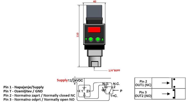 ELEKTRONISK TRYCKSWITCH FL55 0-200 BAR (MAX.500BAR)