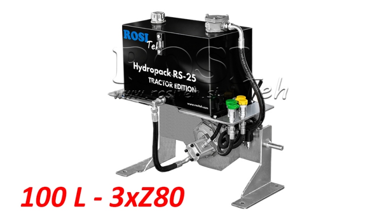 HYDRAULAGGREGAT FÖR TRAKTOR - 100 L RESERVOAR - 53 L/MIN FLÖDE - 3xZ80