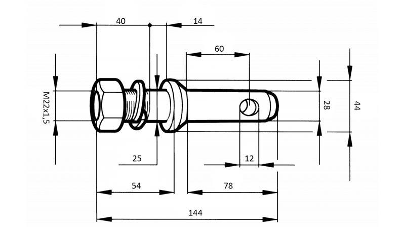 MONTAGEKEIL fi28mm MIT GEWINDE M 22x1.5