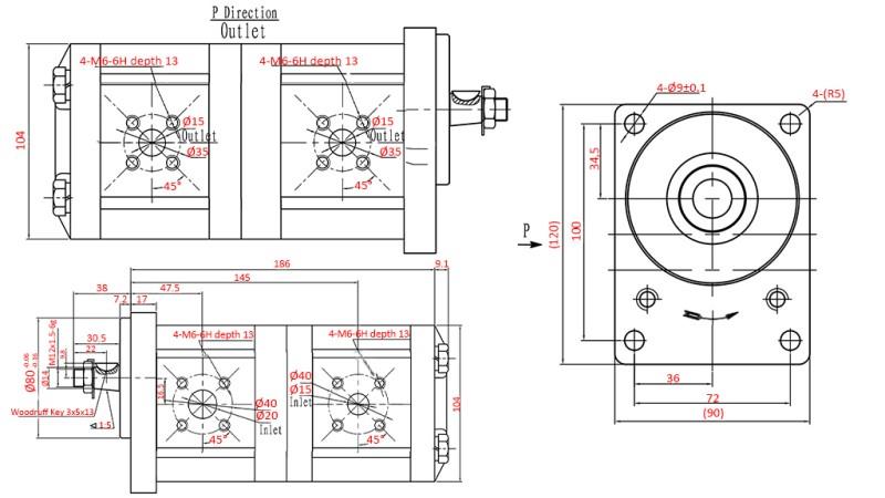HYDRAULICKÉ ČERPADLO TRAKTOR - 22A16X158/6.3X161 