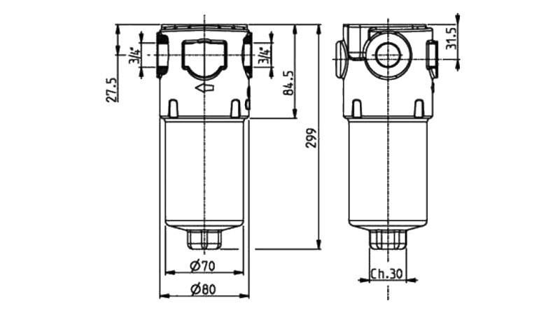 HIDRAVLIČNI TLAČNI FILTER IKRON 3/4 - 10u - 110LIT - 310bar