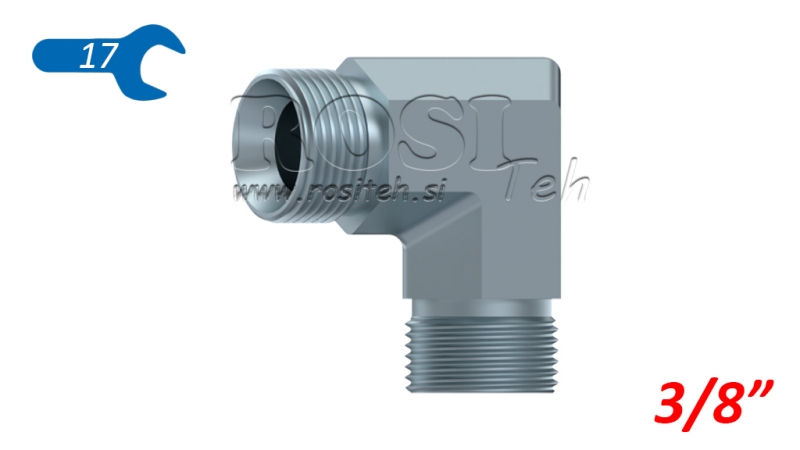 HYDRAULISK VINKEL 90° BSP KORT HANE-HANE 3/8