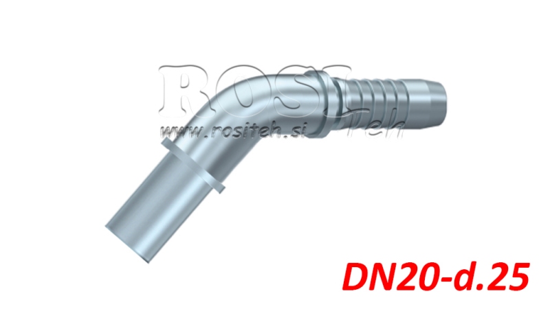 HYDRAULICKÁ PRÍPOJKA RÚRKOVÝ PRECHOD – KOLENO 45° DN20-d.25