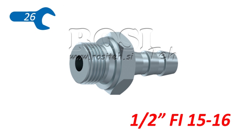 HYDRAULISK HANEANSLUTNING 1/2 FÖR GUMMISLANG Φ 15-16
