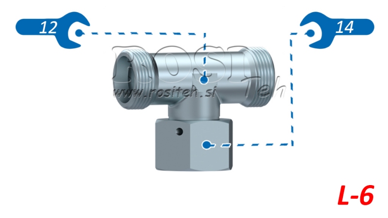 HIDRAVLIČNI T KOM L-6 Z VRTLJIVO MATICO CENTRALNO M12x1,5