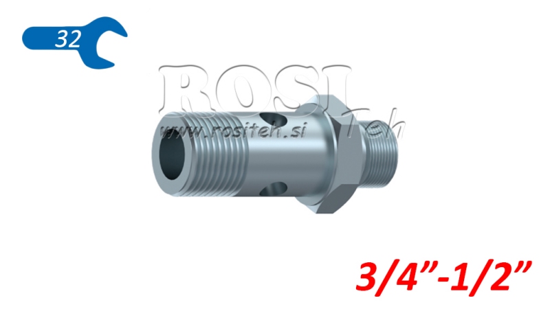 HYDRAULISK BANJOBULT BSP 3/4 MED FÖRLÄNGD GÄNGA BSP 1/2