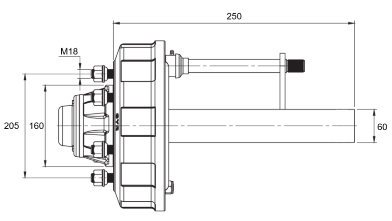 SEMIEJE CON FRENOS - 2700 kg (6 TORNILLOS) - 250 mm