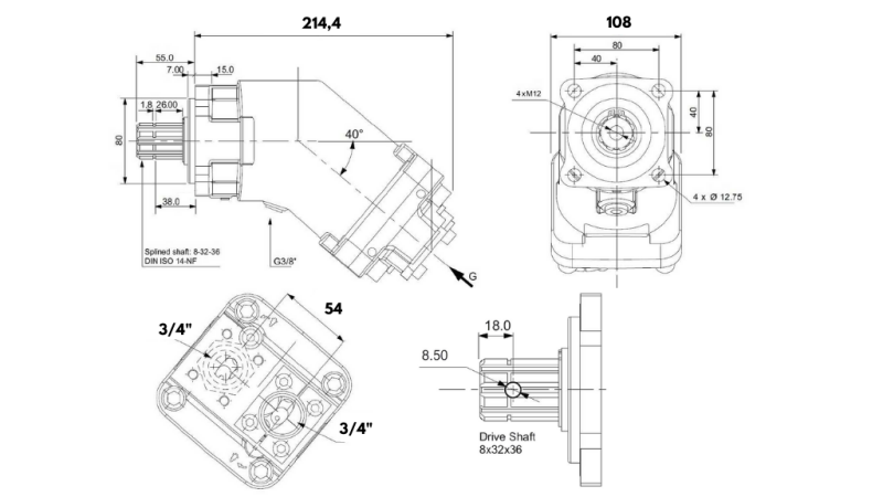 HYDRAULISK GJUTJÄRNSPUMP 65CC BANANA