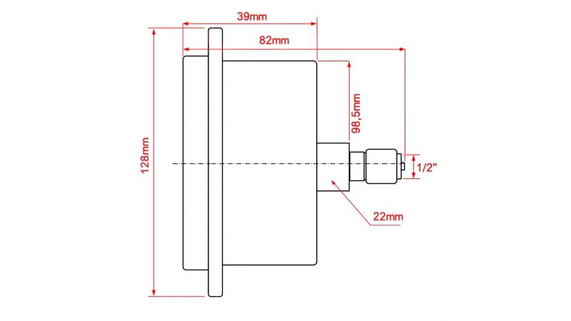 MANOMETER DN100 BAK 0 - 315 BAR - 1/2