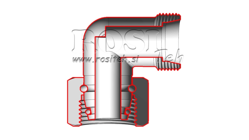 HIDRAVLIČNO KOLENO 90° L-15 Z VRTLJIVO MATICO M22x1,5