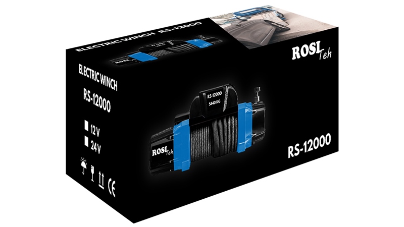 12 V ELEKTRISK VINSCH RS-12000 - 5440 kg - SYNTETISKT REP - ECO