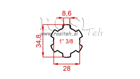 KARDANOVÝ ADAPTÉR 1-3/8 STANDARD (300 mm)