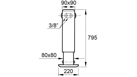 DUBBELVERKANDE HYDRAULISKT STÖDBEN (90x90x795 mm) - SLAG 500 mm - 2.650 kg