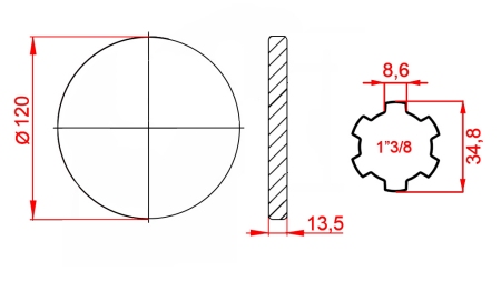 KARDANOVÝ ADAPTÉR S PŘÍRUBOU 1-3/8 (125 mm)