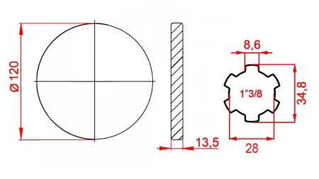 ADAPTER KARDANA Z KOŁNIERZEM 1-3/8 (125 mm)
