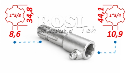 P.T.O. ADAPTER WITH PIN from 1”3/4 to 1”3/8