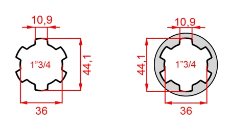 KARDANSKI ADAPTER S KLINOM OD 1-3/4 NA 1-3/4 (165 mm)