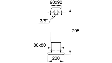 DUBBELVERKANDE HYDRAULISKT STÖDBEN (90x90x795 mm) - SLAG 400 mm - 3.800 kg