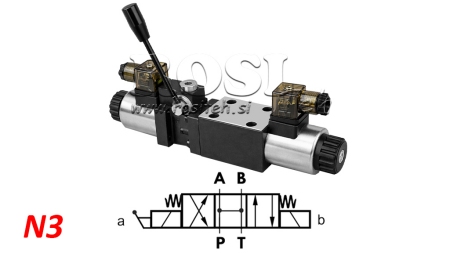 HYDRAULISK HAND- OCH ELEKTROMAGNETISK VENTIL CETOP 12/24/230V N3