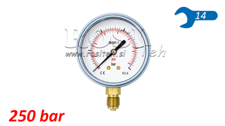 MANOMETER DN63 VERTIKAL 0 - 250 BAR - 1/4