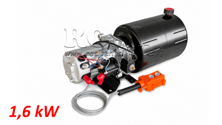 MINI HYDRAULIKAGGREGAT 12V DC - 1.6kW = 2.1cc - 8 liter - enfasig enhet (metall)