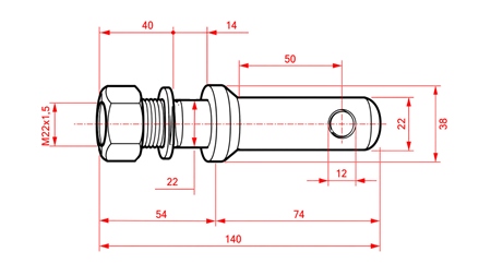 MONTAŽNI KLIN fi22mm Z NAVOJEM M22x1,5