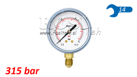 MANOMETER DN63 VERTIKAL 0 - 315 BAR - 1/4