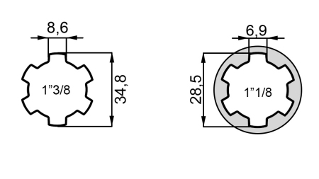 P.T.O. ADAPTER from 1”3/8 to 1”1/8