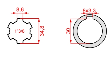 ADAPTER KARDANA 1-3/8 - OTWÓR fi 30 mm (145 mm)