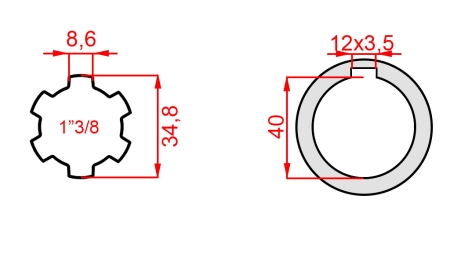 ADAPTER KARDANA 1-3/8 - OTWÓR fi 40 mm (160 mm)