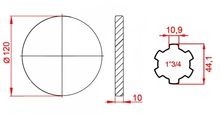 ZAPFWELLENADAPTER MIT FLANSCH 1-3/4 (120 mm)