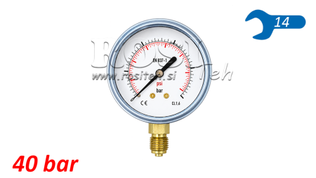 MANOMETER DN63 VERTIKAL 0 - 40 BAR - 1/4