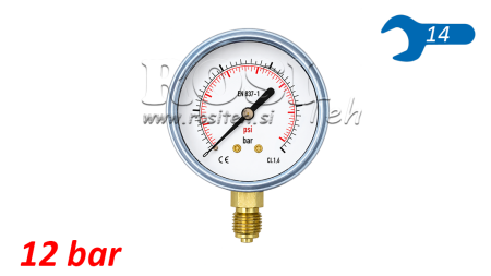 MANOMETER DN63 VERTICAL 0 - 12 BAR - 1/4