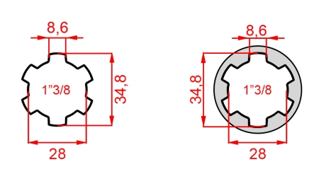 KARDANSKI NASTAVEK iz 1-3/8 na 1-3/8 (150 mm)