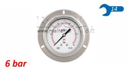 MANOMETER DN63 REAR 0 - 6 BAR - 1/4