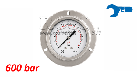 MANOMETER DN63 BAK 0 - 600 BAR - 1/4