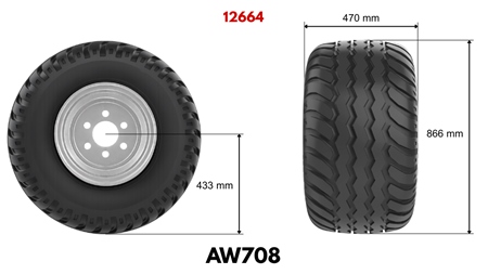 19,0/45-17 DÄCK AW708 (14 PR) MED FÄLG 16,00 x 17