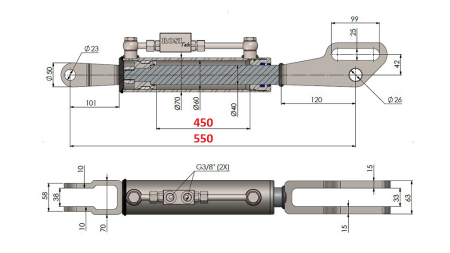 2T. BRACCIO IDRAULICO SOLLEVATORE LATERALE A FORCELLA (FORK) STANDARD 60/40-100 (450mm-550mm)