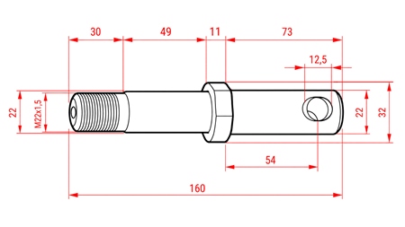 MONTAŽNI KLIN fi22mm PODALJŠAN Z NAVOJEM M22x1,5