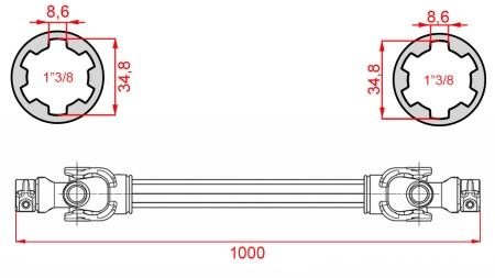 CE-CERTIFIERAD KARDANAXEL PROFI LINE KAT.6 LANGD 1000mm