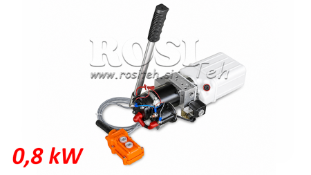 MINI HIDRAVLIČNI AGREGAT 12V DC - 0,8kW = 0,5cc - 1,5 lit - enosmerni sklop (PVC) z ročno črpalko