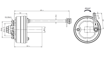 HALVAXEL MED BROMSAR 3.600 KG L.250 MM