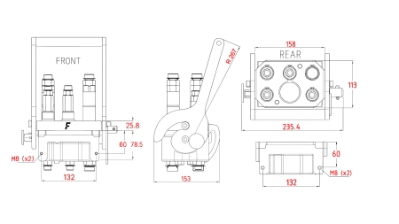MULTI-FASTER KOPPLING 3PLK 5VÄGS BSP 3×3/8 2×9/16 FAST DEL
