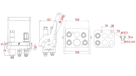 MULTI-FASTER KOPPLING 3PLV 5VÄGS BSP 3×3/8 2×9/16 FAST DEL